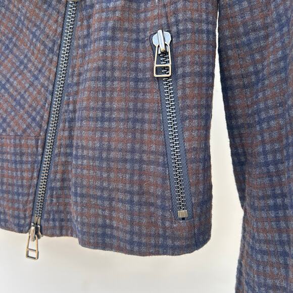 L.A.M.B. Gwen Stefani Dark Plaid Asymmetrical Zip Jacket Size 0 Cropped LAMB - Picture 7 of 10